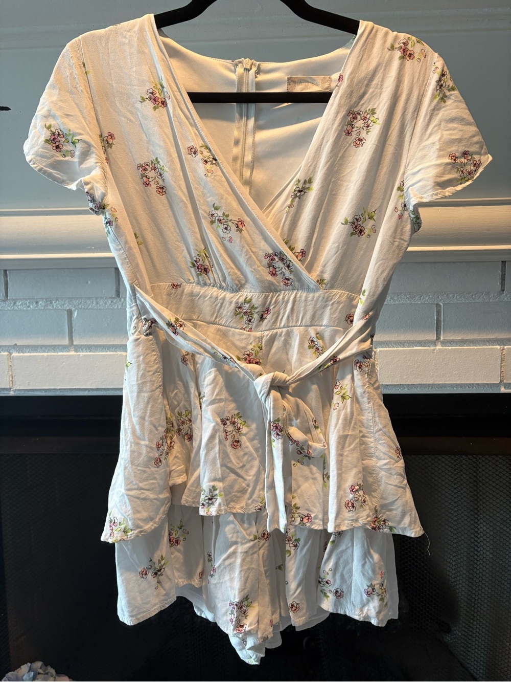Altar'd State Cream Floral Wrap Romper